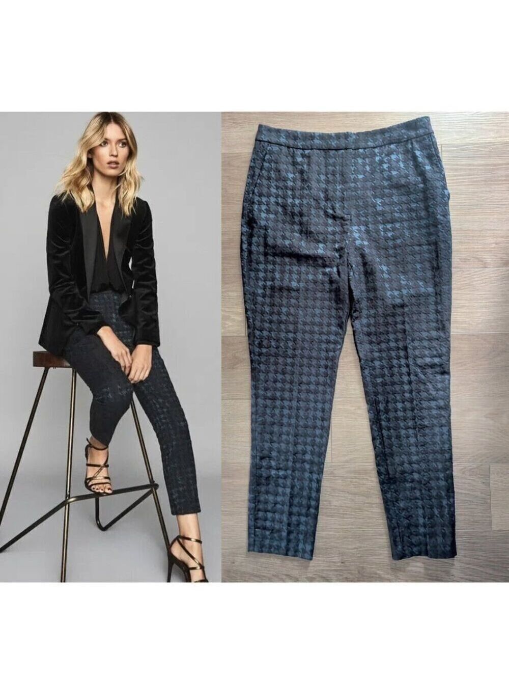 REISS | Laura Houndstooth Checked Trousers